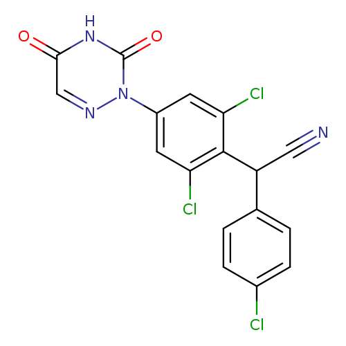 N#CC(c1c(Cl)cc(cc1Cl)n1ncc(=O)[nH]c1=O)c1ccc(cc1)Cl