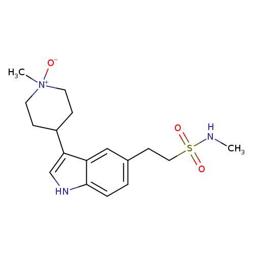 CNS(=O)(=O)CCc1ccc2c(c1)c(c[nH]2)C1CC[N+](CC1)([O-])C
