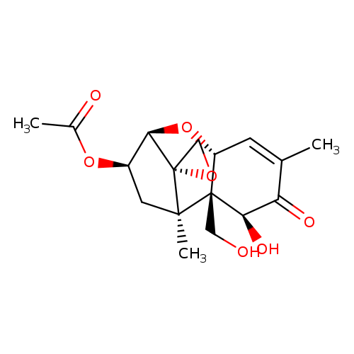 OC[C@@]12[C@@H](C=C(C(=O)[C@H]1O)C)O[C@H]1[C@]3([C@]2(C)C[C@H]1OC(=O)C)CO3