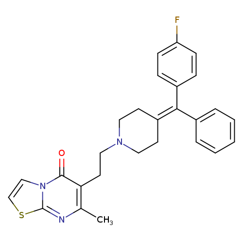 Fc1ccc(cc1)C(=C1CCN(CC1)CCc1c(C)nc2n(c1=O)ccs2)c1ccccc1