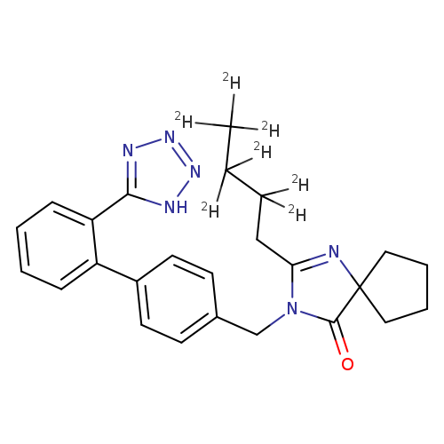 O=C1N(Cc2ccc(cc2)c2ccccc2c2nnn[nH]2)C(=NC21CCCC2)CC(C(C([2H])([2H])[2H])([2H])[2H])([2H])[2H]
