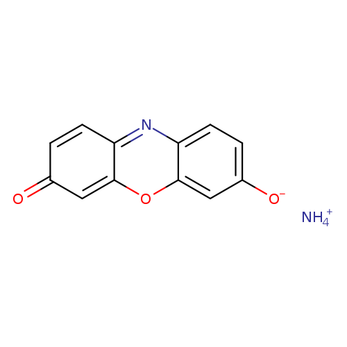 [O-]c1ccc2c(c1)oc1c(n2)ccc(=O)c1.[NH4+]