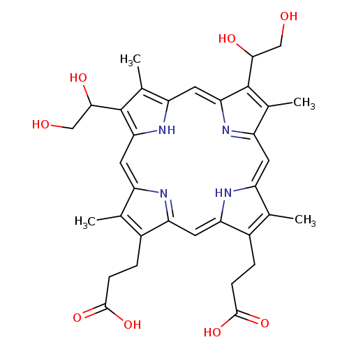 OCC(c1c2/C=C/3N=C(C(=C3C)CCC(=O)O)/C=c/3[nH]/c(=CC4=N/C(=Cc(c1C)[nH]2)/C(=C4C)C(CO)O)/c(c3CCC(=O)O)C)O