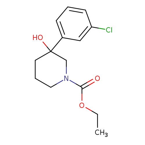 CCOC(=O)N1CCCC(C1)(O)c1cccc(c1)Cl