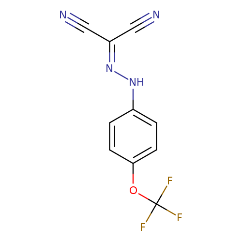 N#CC(=NNc1ccc(cc1)OC(F)(F)F)C#N