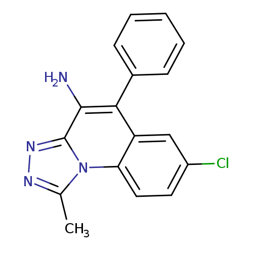 Clc1ccc2c(c1)c(c1ccccc1)c(c1n2c(C)nn1)N