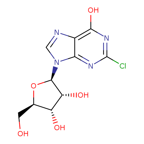 OC[C@H]1O[C@H]([C@@H]([C@@H]1O)O)n1cnc2c1nc(Cl)nc2O