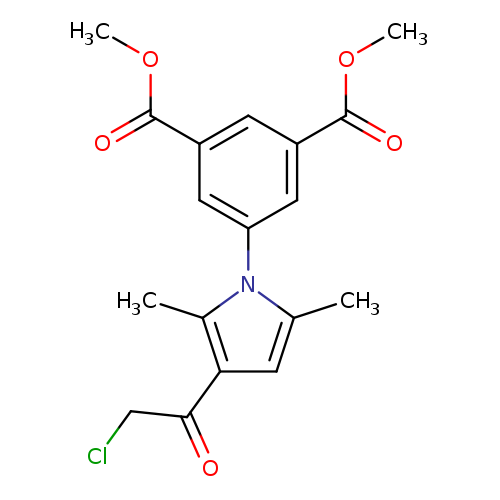 ClCC(=O)c1cc(n(c1C)c1cc(cc(c1)C(=O)OC)C(=O)OC)C