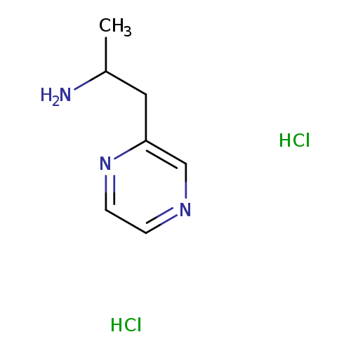 CC(Cc1cnccn1)N.Cl.Cl