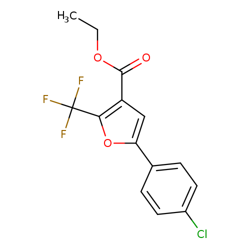 CCOC(=O)c1cc(oc1C(F)(F)F)c1ccc(cc1)Cl
