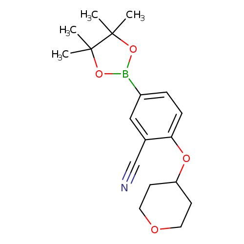 N#Cc1cc(ccc1OC1CCOCC1)B1OC(C(O1)(C)C)(C)C