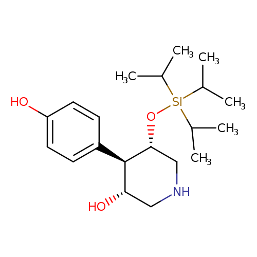 Oc1ccc(cc1)[C@@H]1[C@@H](O)CNC[C@H]1O[Si](C(C)C)(C(C)C)C(C)C
