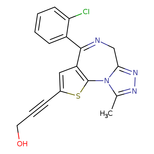 OCC#Cc1sc2c(c1)C(=NCc1n2c(C)nn1)c1ccccc1Cl