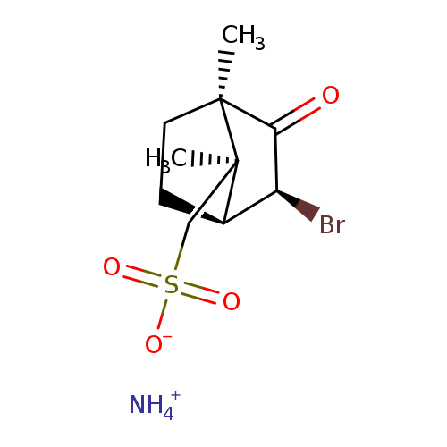 Br[C@@H]1C(=O)[C@]2([C@]([C@@H]1CC2)(C)CS(=O)(=O)[O-])C.[NH4+]