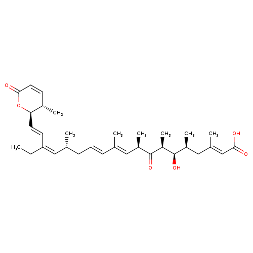 CC/C(=C/[C@@H](C/C=C/C(=C/[C@H](C(=O)[C@H]([C@@H]([C@H](C/C(=C/C(=O)O)/C)C)O)C)C)/C)C)/C=C/[C@H]1OC(=O)C=C[C@@H]1C