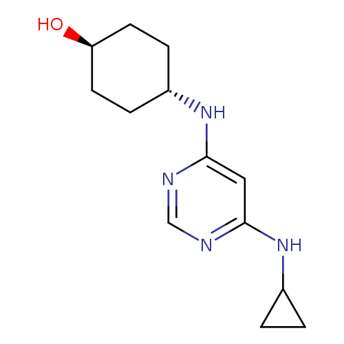 O[C@@H]1CC[C@H](CC1)Nc1ncnc(c1)NC1CC1