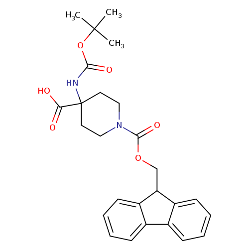 O=C(NC1(CCN(CC1)C(=O)OCC1c2ccccc2c2c1cccc2)C(=O)O)OC(C)(C)C