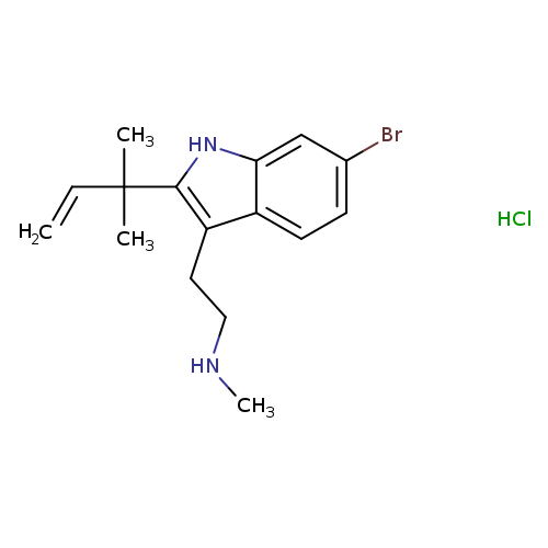 CNCCc1c2ccc(cc2[nH]c1C(C=C)(C)C)Br.Cl