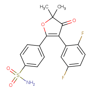 Fc1ccc(c(c1)C1=C(OC(C1=O)(C)C)c1ccc(cc1)S(=O)(=O)N)F