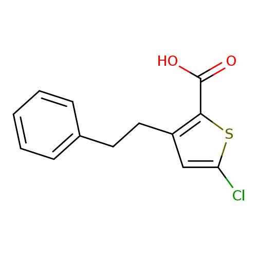 Clc1cc(c(s1)C(=O)O)CCc1ccccc1