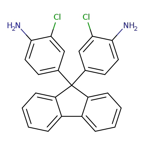 Clc1cc(ccc1N)C1(c2ccc(c(c2)Cl)N)c2ccccc2c2c1cccc2