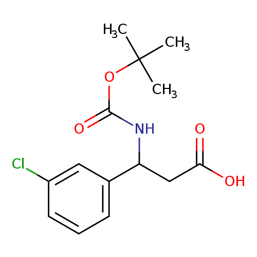 OC(=O)CC(c1cccc(c1)Cl)NC(=O)OC(C)(C)C