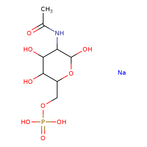 CC(=O)NC1C(O)OC(C(C1O)O)COP(=O)(O)O.[Na]