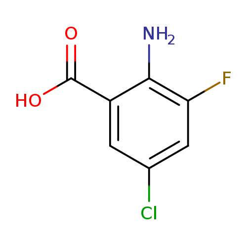 Clc1cc(F)c(c(c1)C(=O)O)N