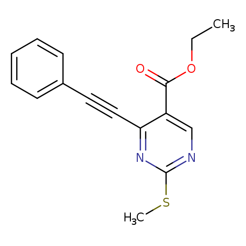 CCOC(=O)c1cnc(nc1C#Cc1ccccc1)SC