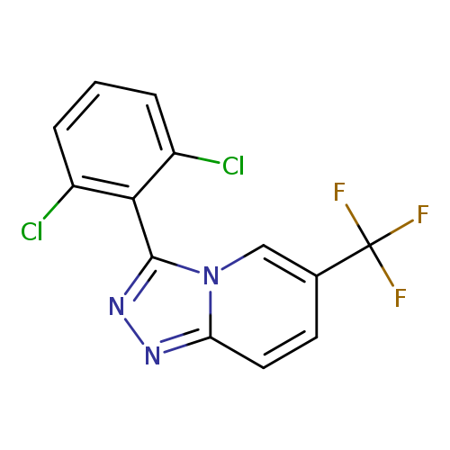 Clc1cccc(c1c1nnc2n1cc(cc2)C(F)(F)F)Cl
