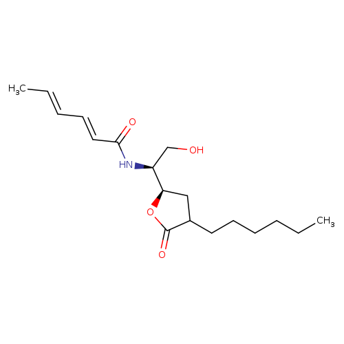 CCCCCCC1C[C@@H](OC1=O)[C@@H](NC(=O)/C=C/C=C/C)CO