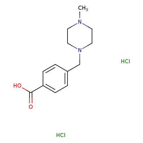 CN1CCN(CC1)Cc1ccc(cc1)C(=O)O.Cl.Cl