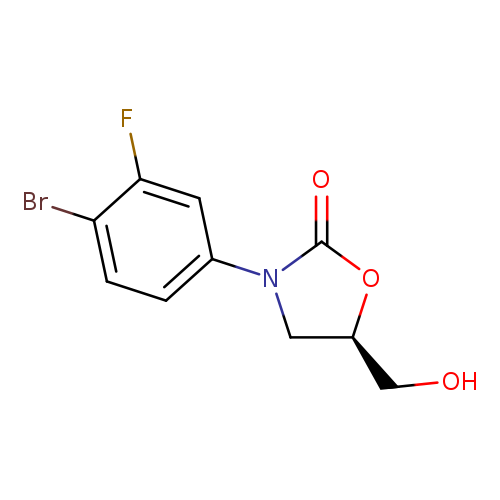 OC[C@@H]1OC(=O)N(C1)c1ccc(c(c1)F)Br