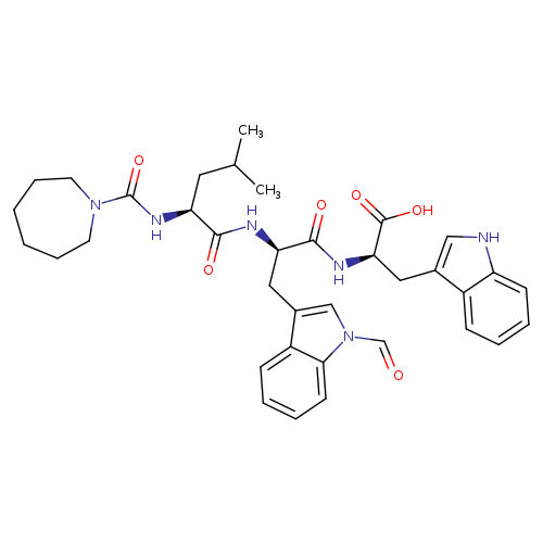 O=Cn1cc(c2c1cccc2)C[C@H](C(=O)N[C@@H](C(=O)O)Cc1c[nH]c2c1cccc2)NC(=O)[C@@H](NC(=O)N1CCCCCC1)CC(C)C