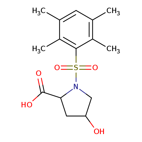 OC1CC(N(C1)S(=O)(=O)c1c(C)c(C)cc(c1C)C)C(=O)O