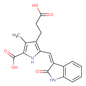 OC(=O)CCc1c(/C=C/2C(=O)Nc3c2cccc3)[nH]c(c1C)C(=O)O
