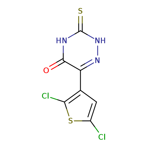 Clc1sc(c(c1)c1n[nH]c(=S)[nH]c1=O)Cl