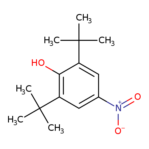 [O-][N+](=O)c1cc(c(c(c1)C(C)(C)C)O)C(C)(C)C