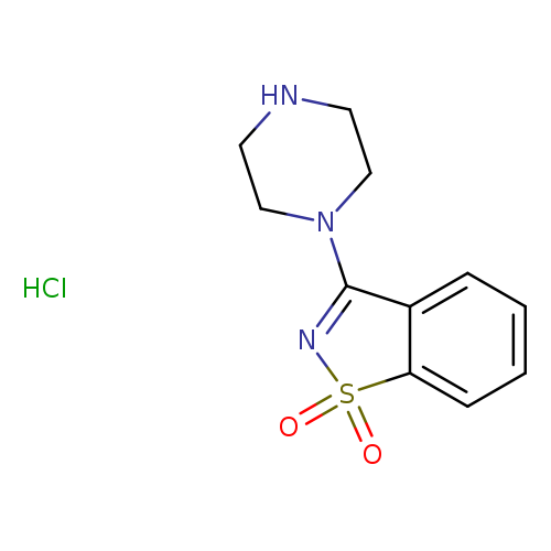 O=S1(=O)N=C(c2c1cccc2)N1CCNCC1.Cl