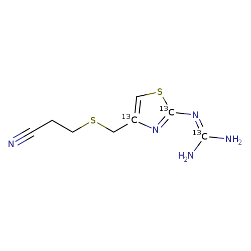 N#CCCSC[13c]1cs[13c](n1)N=[13C](N)N
