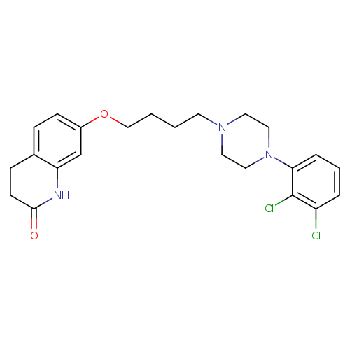 O=C1CCc2c(N1)cc(cc2)OCCCCN1CCN(CC1)c1cccc(c1Cl)Cl