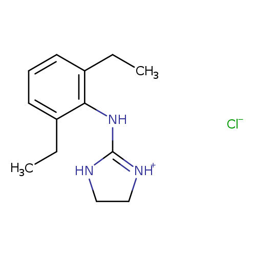 CCc1cccc(c1NC1=[NH+]CCN1)CC.[Cl-]