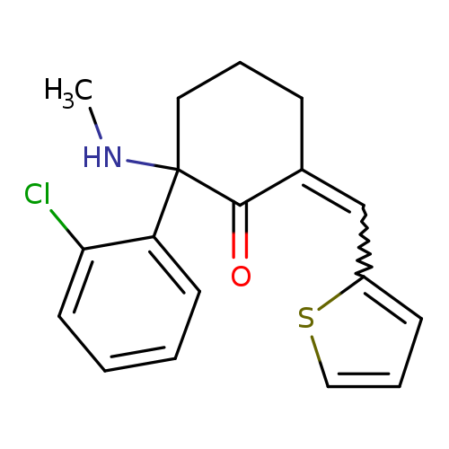 CNC1(CCCC(=Cc2cccs2)C1=O)c1ccccc1Cl