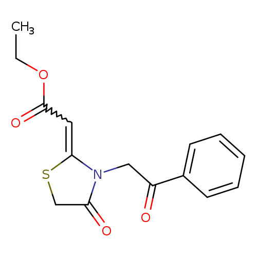 CCOC(=O)C=C1SCC(=O)N1CC(=O)c1ccccc1