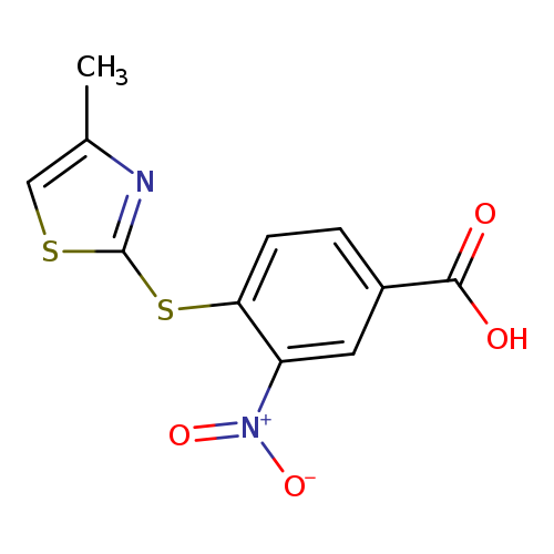 Cc1csc(n1)Sc1ccc(cc1[N+](=O)[O-])C(=O)O