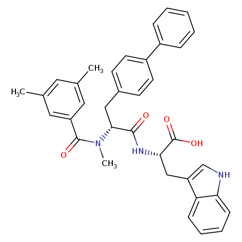 Cc1cc(C)cc(c1)C(=O)N([C@@H](C(=O)N[C@H](C(=O)O)Cc1c[nH]c2c1cccc2)Cc1ccc(cc1)c1ccccc1)C