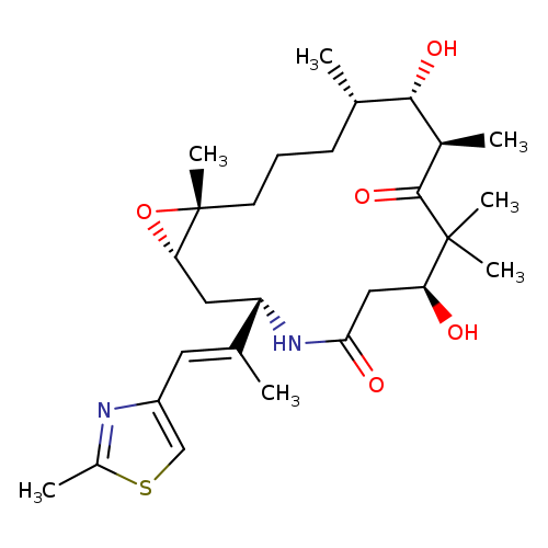 O=C1N[C@@H](C[C@@H]2O[C@]2(C)CCC[C@@H]([C@@H]([C@H](C(=O)C([C@H](C1)O)(C)C)C)O)C)/C(=C/c1csc(n1)C)/C