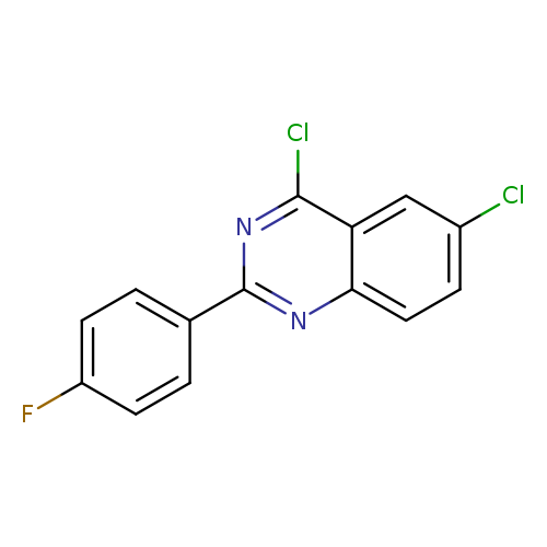 Fc1ccc(cc1)c1nc(Cl)c2c(n1)ccc(c2)Cl