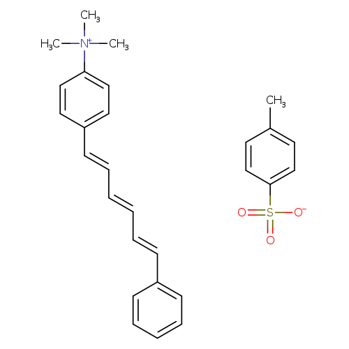 C[N+](c1ccc(cc1)/C=C/C=C/C=C/c1ccccc1)(C)C.Cc1ccc(cc1)S(=O)(=O)[O-]