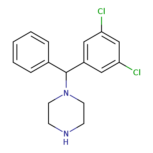 Clc1cc(Cl)cc(c1)C(c1ccccc1)N1CCNCC1